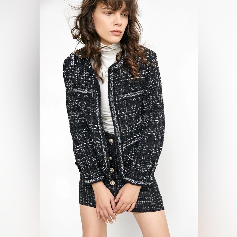 J.Ing Black Tweed Round Neck Jacket Outwear Size Xxl Nwt — image 6 of 8